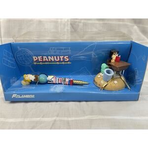 1997 Peanuts Snoopy Marcie & Charlie Brown Flambro Desk Pen Set MIB ~